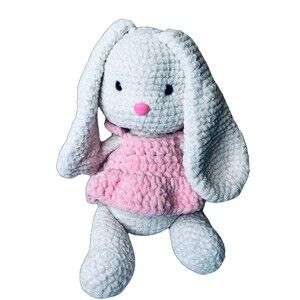 Handmade Amigurumi Crochet Bunny with Long Floppy Ears Removable Dress